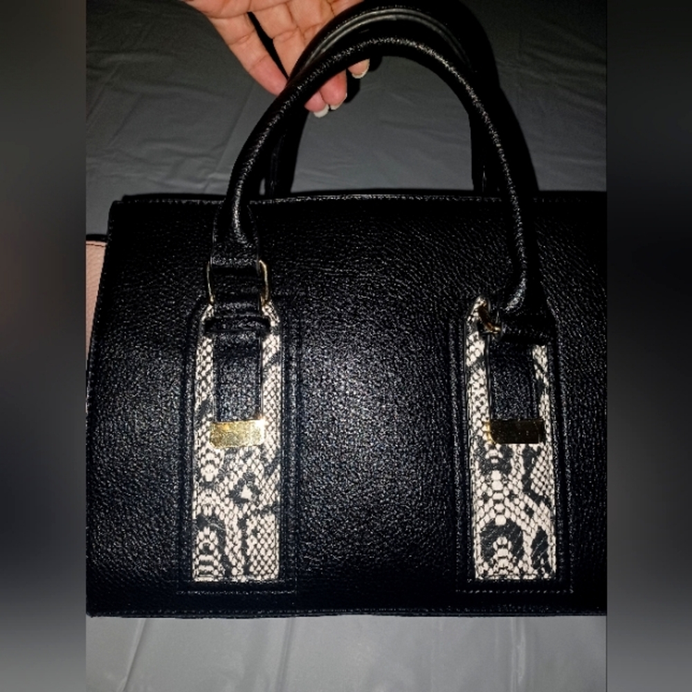 Purse  PINK Black White Snake Gold SATCHEL BAG Purse